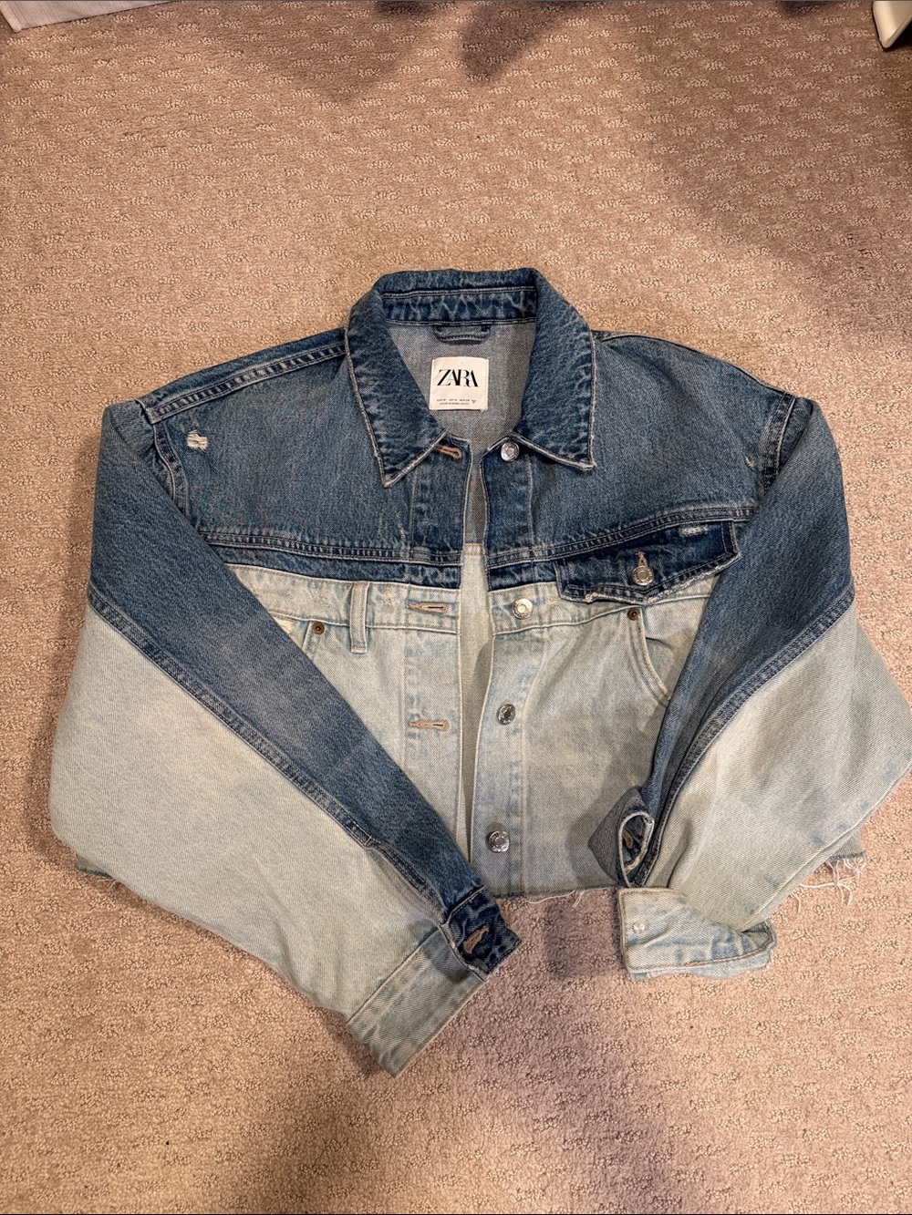 ZARA Two-Tone Light and Dark Blue Denim Jacket